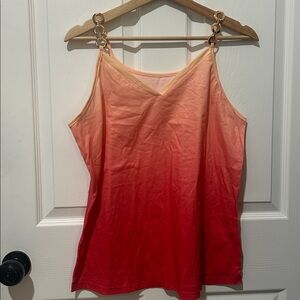 SHEIN Gradient Pink to Red Chain Strap Top NWOT